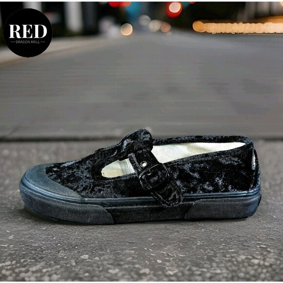 VANS Style 93 Mary Janes Black Crushed Velvet Shoes VN0A3XTJBMA - Women's Sz 9.5 - Picture 7 of 13